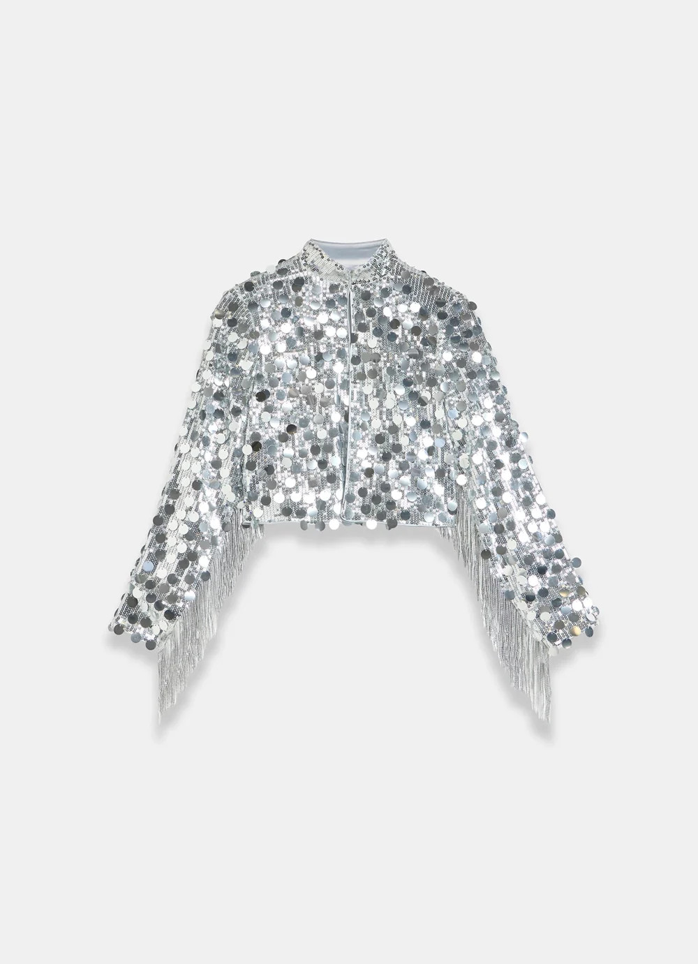 Silver Sequin Fringed Shrug | Mint Velvet