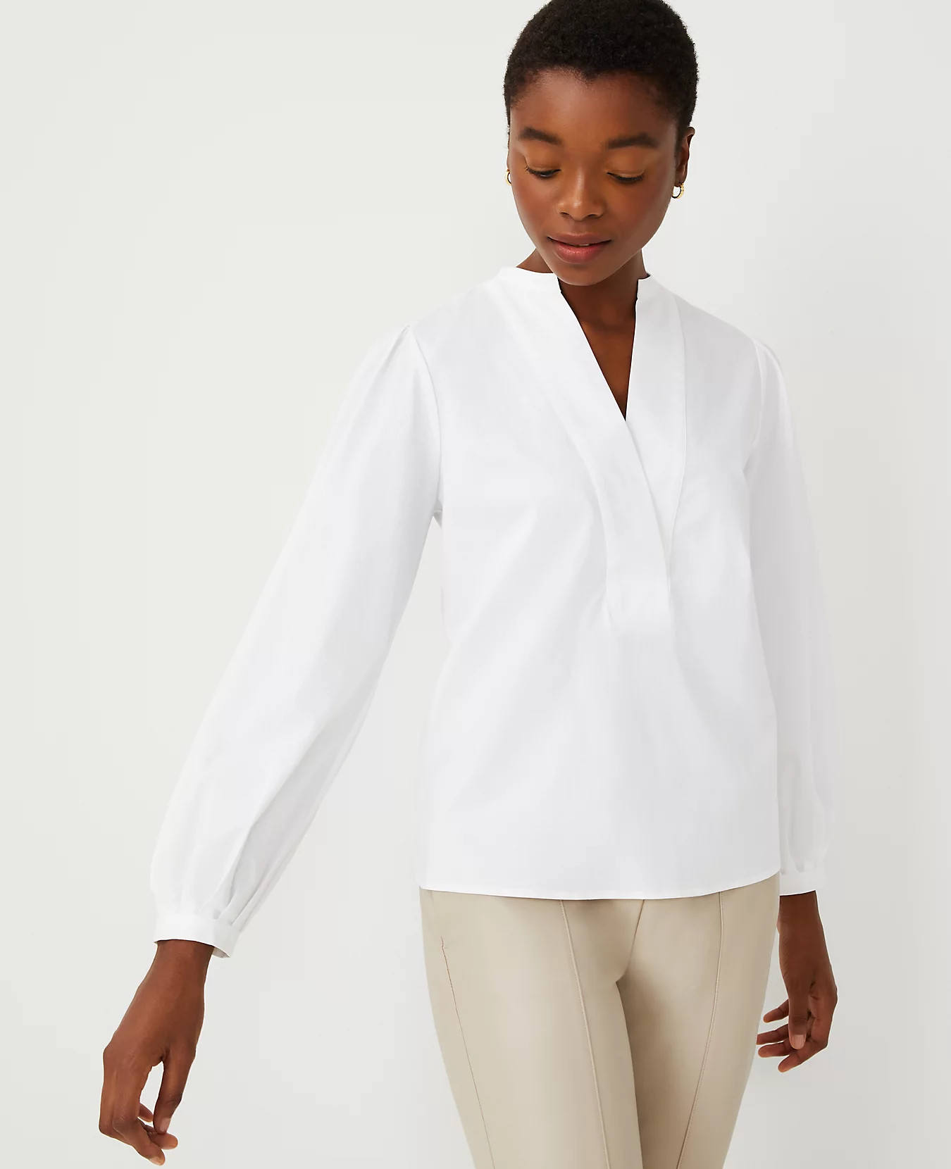 V-Neck Poplin Popover | Ann Taylor | Ann Taylor (US)