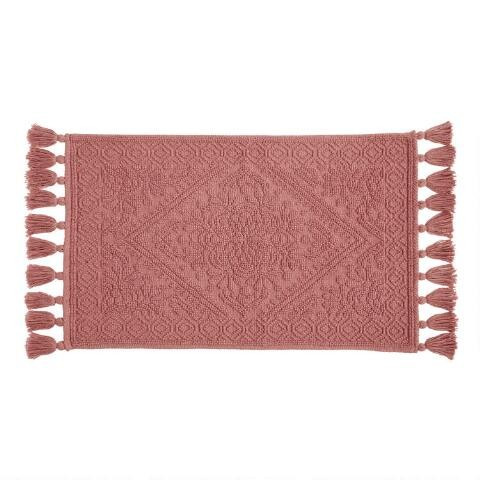 Pink Woven Diamond Clarissa Bath Mat | World Market