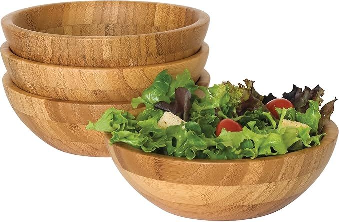 Lipper International Bamboo Wood Salad Bowls, Small, 7" Diameter x 2.25" Height, Set of 4 Bowls | Amazon (US)