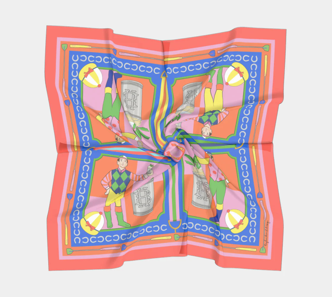 Kentucky Derby Jockeys & Juleps Personalized Equestrian Scarf | Taylor Beach Design