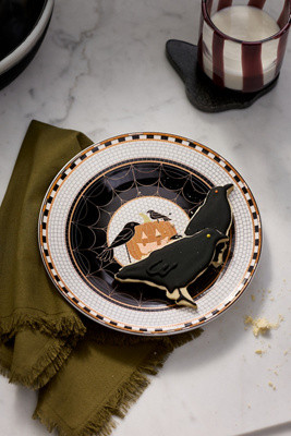 Bistro Tile Stoneware 24k Gold Accent Halloween Dessert Plate | Anthropologie (US)