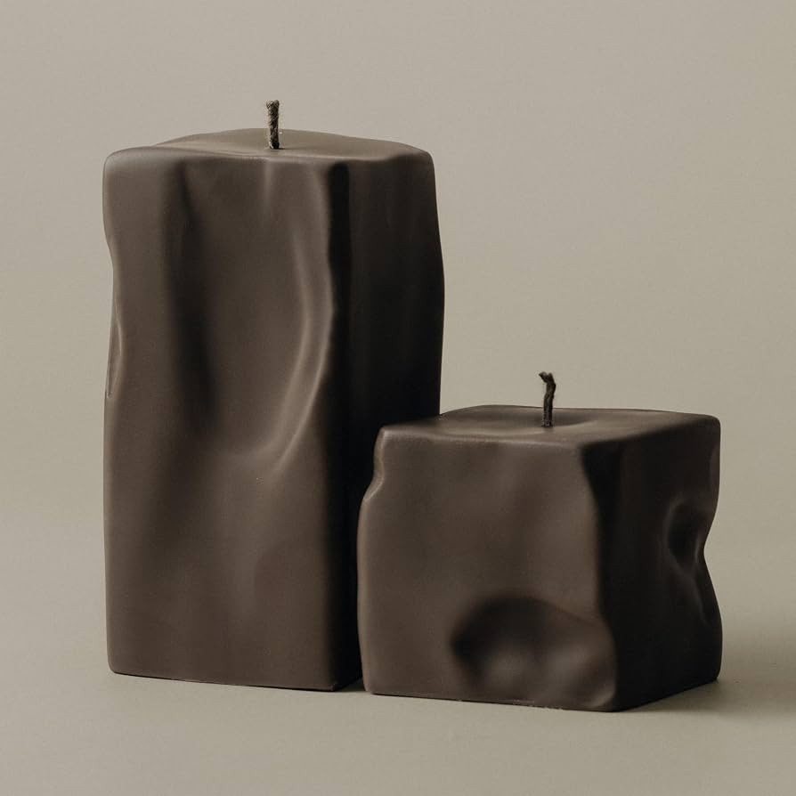 LAWA Raw Block Set of 2 Candle - Beautiful Handmade Pillar Scented Soy Wax Elegant Aesthetic Cand... | Amazon (US)