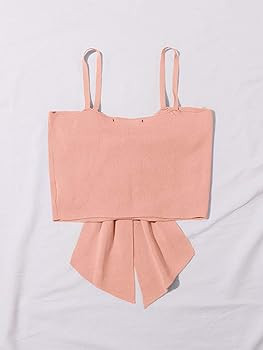 SweatyRocks Women's Cute Plain Spaghetti Strap Bow Knot Front Crop Cami Top | Amazon (US)