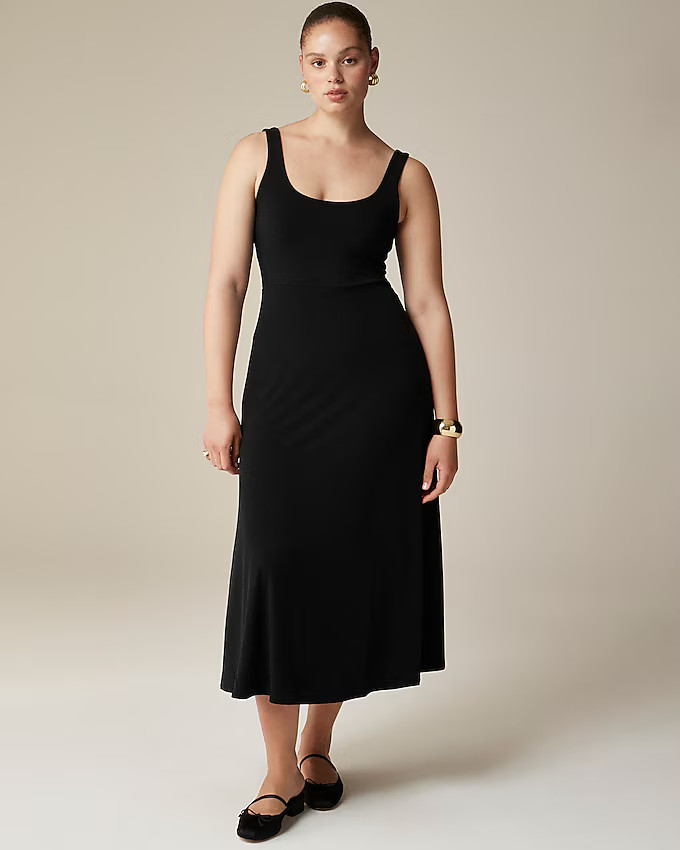 Scoopneck A-line midi dress in matte jersey | J. Crew US