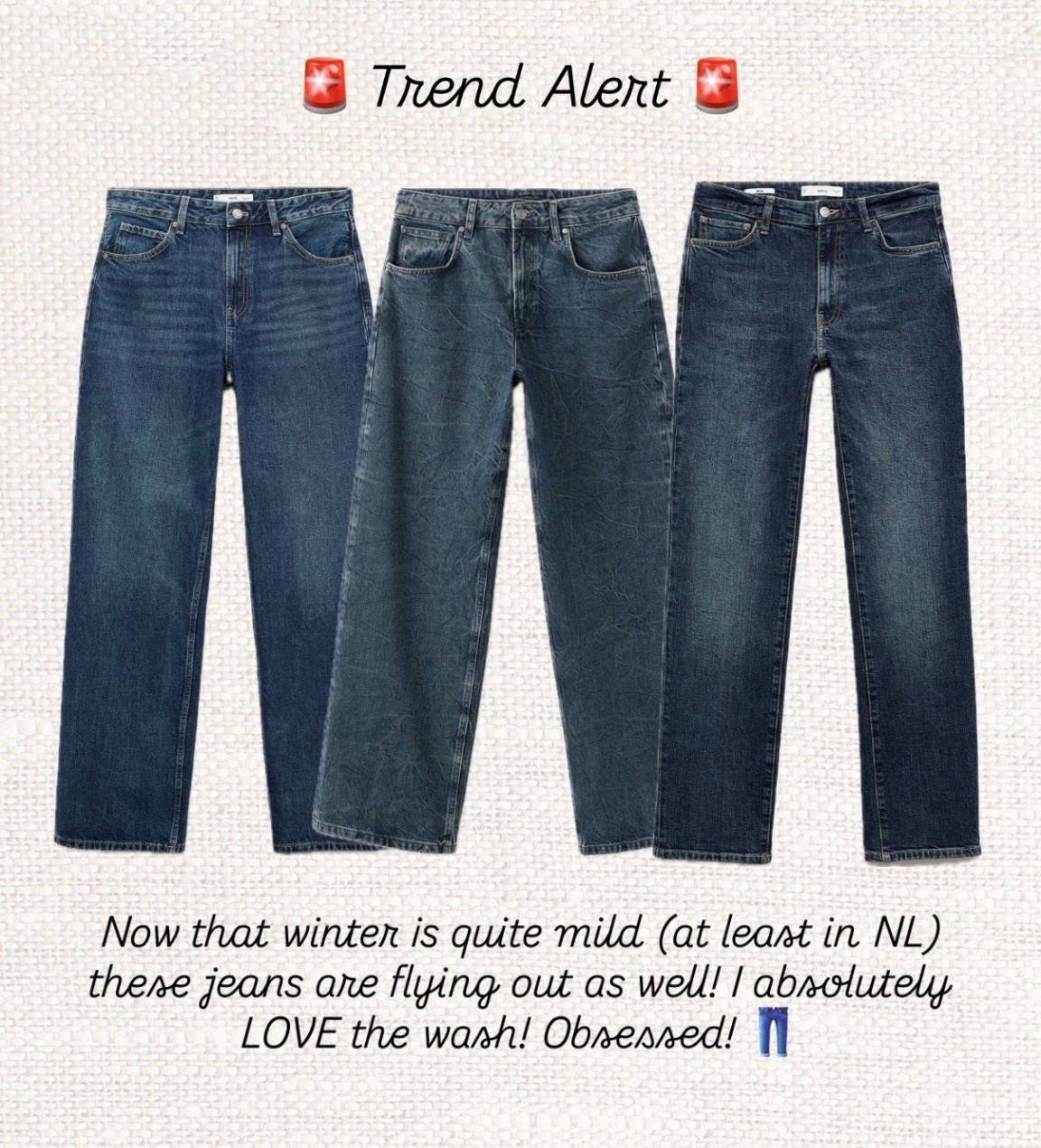 🚨 Trend alert: these jeans are selling out quickly! 👖
The wash on these is perfection — effortless, timeless and so easy to style with knits, blazers or trench coats.

Like this post to save it to your favourite folder and come back later to shop.

Keywords: denim trend, straight leg jeans, relaxed fit jeans, classic denim, blue jeans women, everyday jeans, timeless wardrobe, minimalist outfits, casual chic style, winter denim, mild winter outfits, fashion trend alert, effortless outfits, capsule wardrobe jeans, modern classics, street style denim, wardrobe essentials, easy styling pieces, autumn winter fashion, fashion inspiration

#LTKSeasonal #LTKootd