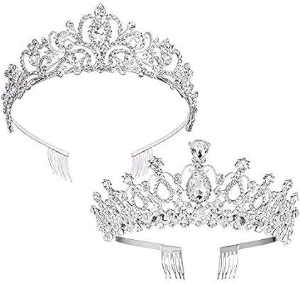 ZOCONE Rhinestone Bridal Tiara 2 pack Crystal Wedding Crown for Bridal and Flower Girls Headpiece... | Amazon (US)