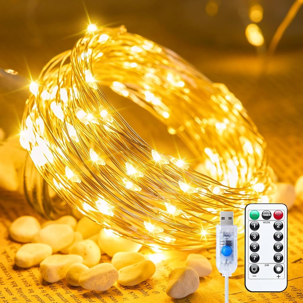 Minetom Twinkle Fairy Lights, 33 ft 100 LED USB Plug in String Lights with Remote and Timer, Wate... | Amazon (US)
