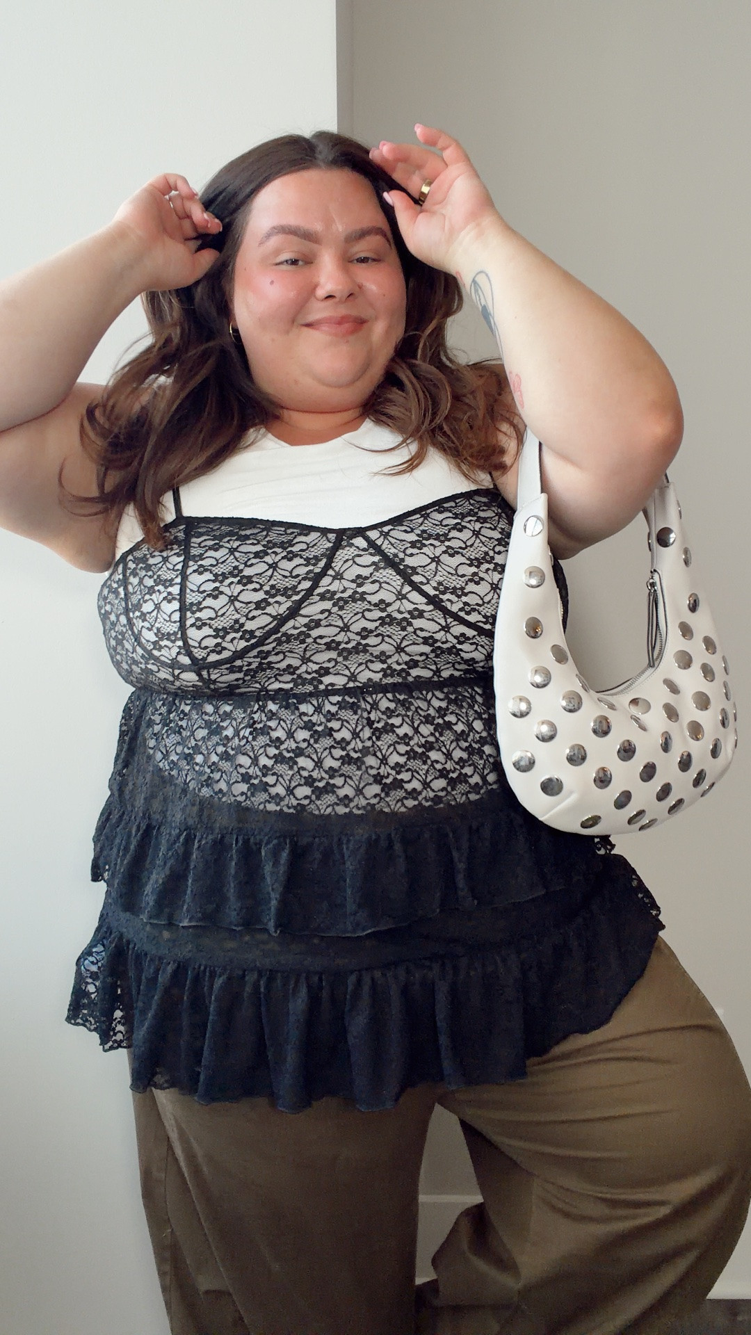 your reminder to wear the outfit! ✨
plus size outfit details: 
• lace babydoll top: punyus size 3X 
• white tank top: Klassy size 3X
• barrel leg cargo pants: Old Navy 3X

#LTKootd #LTKMidsize #LTKPlusSize