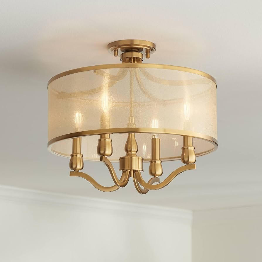 Possini Euro Design Nor Vintage Ceiling Light Semi Flush-Mount Fixture 18" Wide Warm Antique Bras... | Amazon (US)
