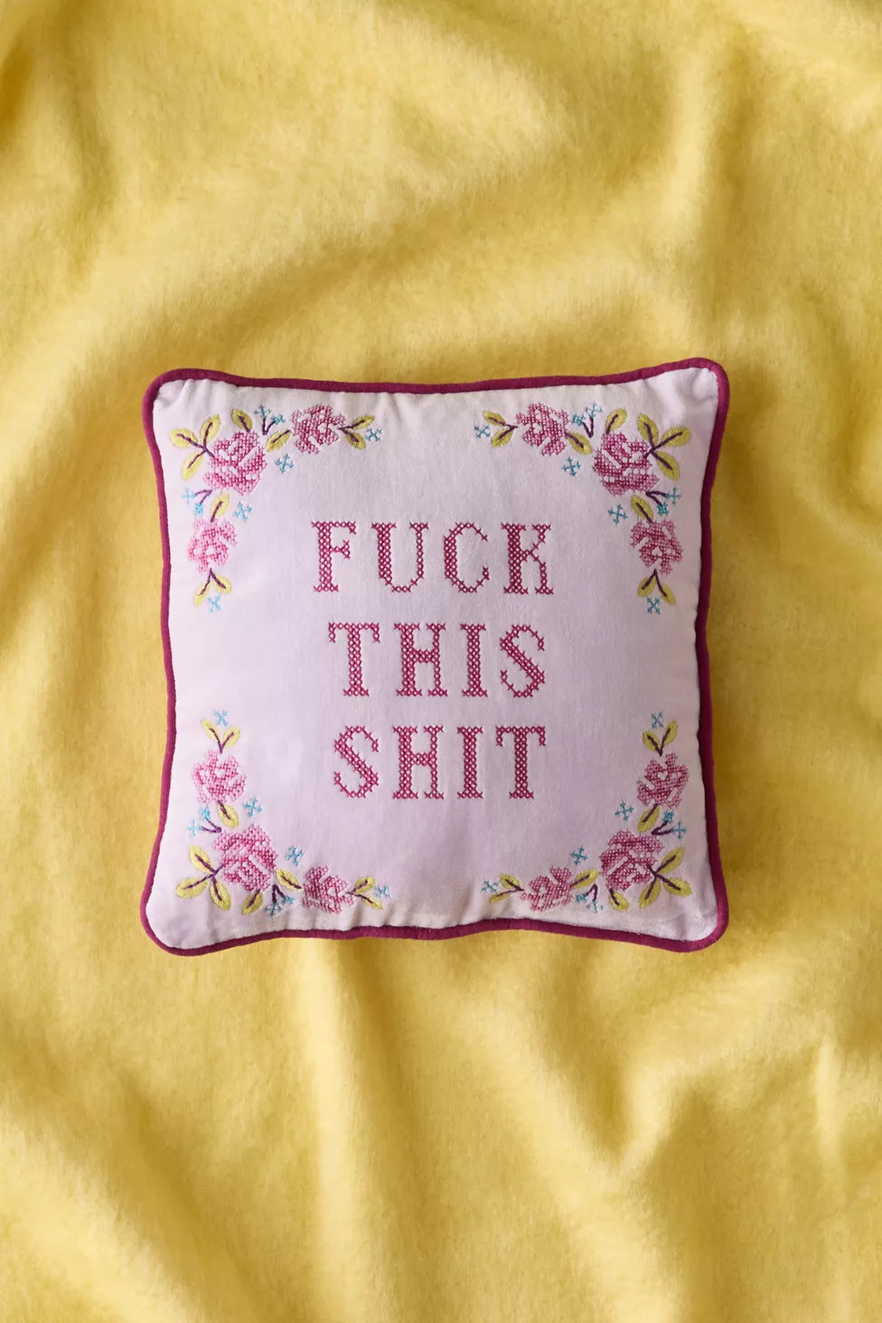 Cheeky Slogan Velvet Embroidered Throw Pillow | Urban Outfitters (US and RoW)
