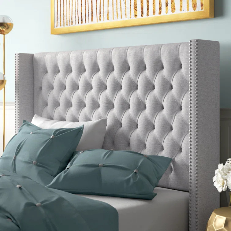 Ashwin Upholstered Wingback Headboard - Button Tufting & Nailhead Trim | Wayfair North America