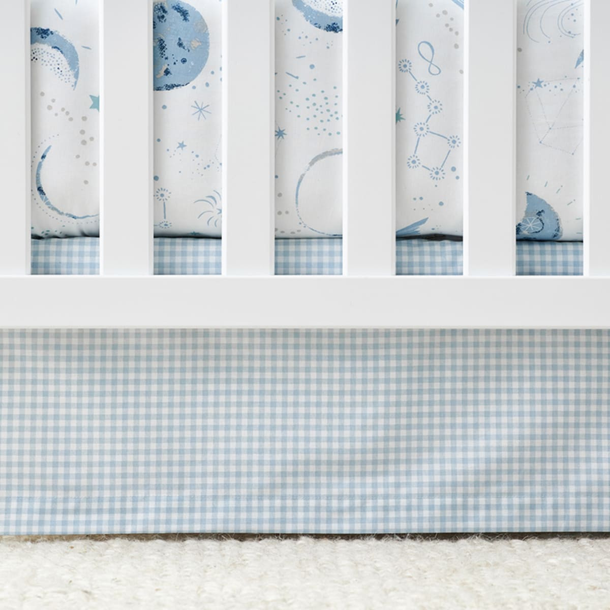 Company Kids™ Ditsy Gingham Organic Cotton Percale Tailored Crib Skirt | The Company Store