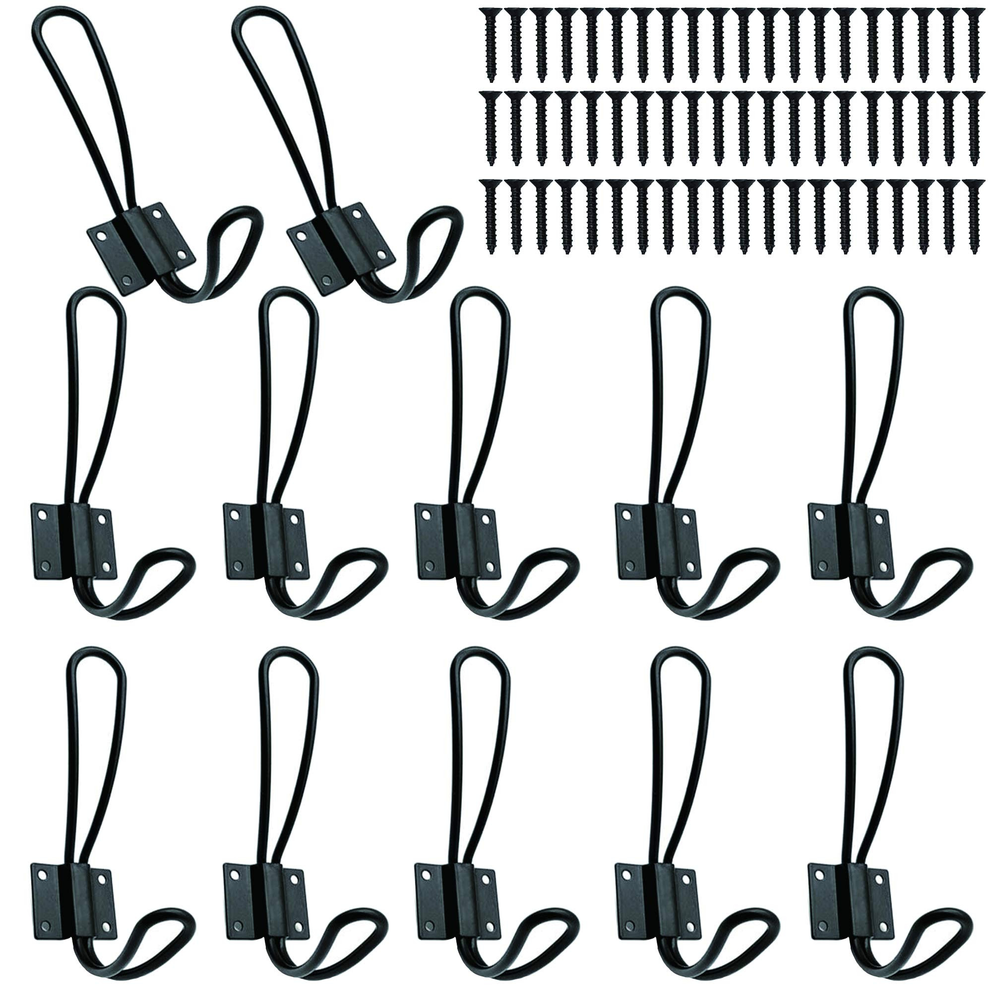 Rustic Entryway Hooks-12 Pack Farmhouse Hooks with Metal Screws Included,Black Decorative Wall Mo... | Amazon (US)
