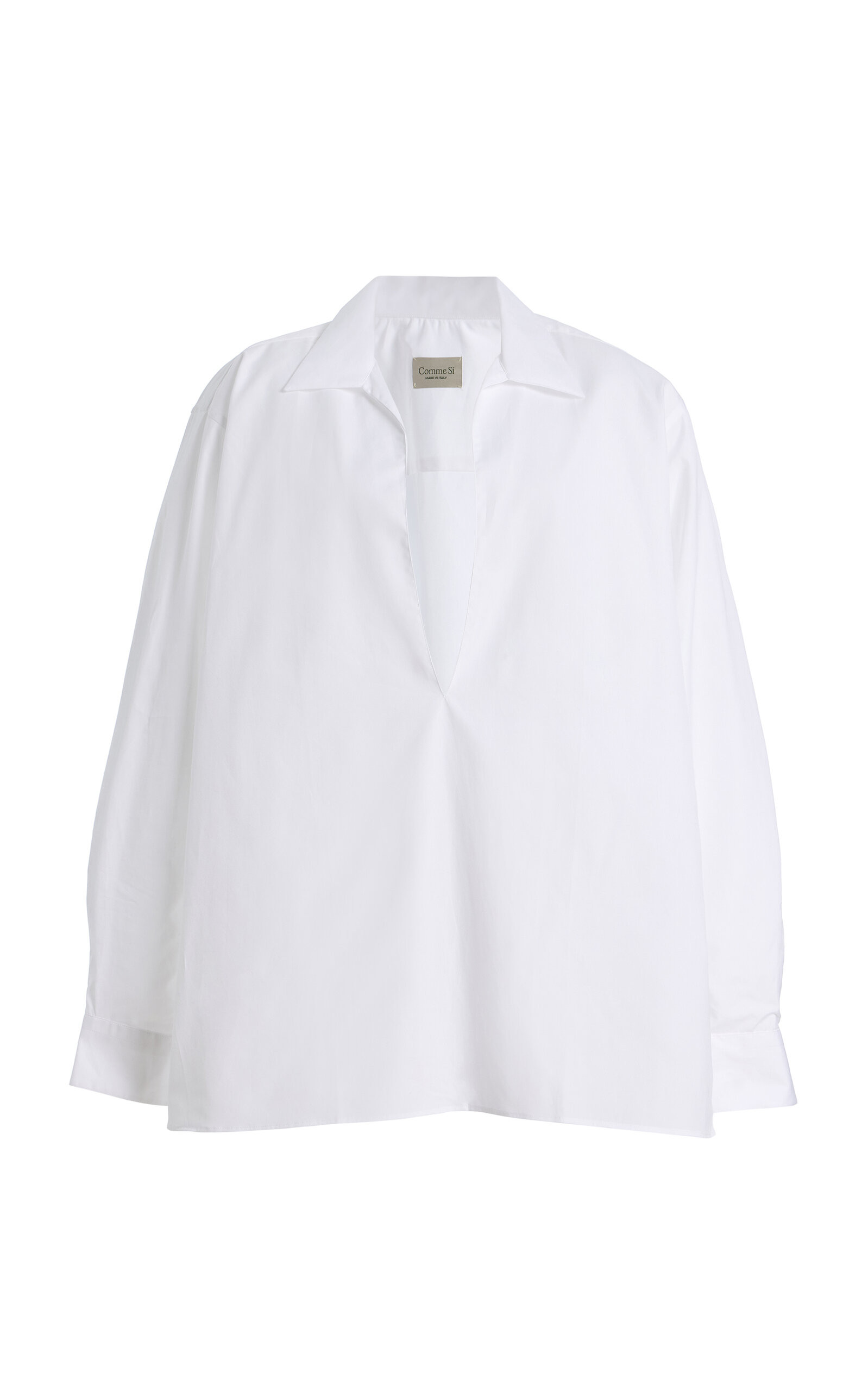 Deep V-Neck Cotton-Poplin Shirt | Moda Operandi (Global)
