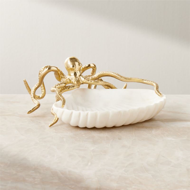 Ammon Brass and Marble Serving Bowl | CB2 | CB2