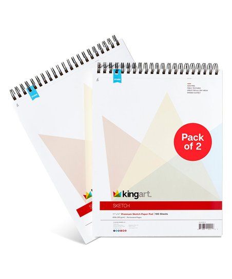 KINGART™ 11'' x 14'' Perforated Top Spiral Sketch Pad - Set of Two | Zulily