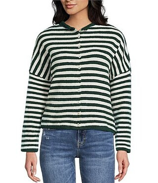 Things Between Piper Striped Button-Front Cardigan - XS | Dillard's