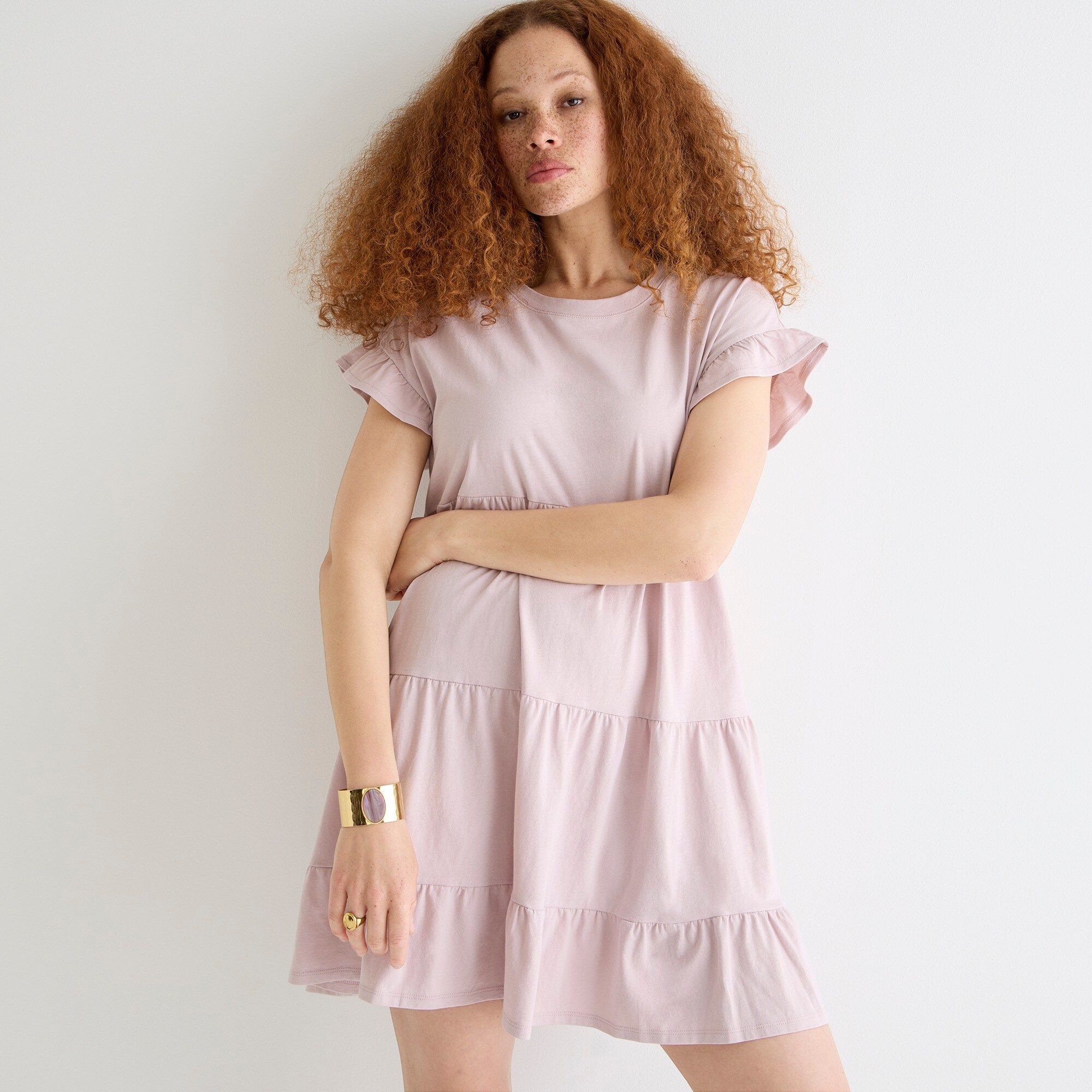 Tiered dress in broken-in jersey | J.Crew US