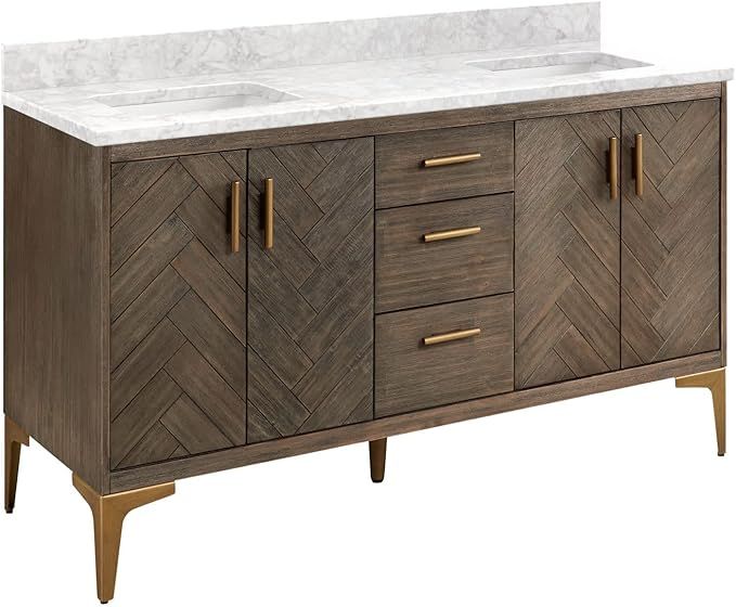 Signature Hardware 465906 Frey 60" Double Vanity Cabinet Set with Wood Cabinet, Vanity Top and Re... | Amazon (US)