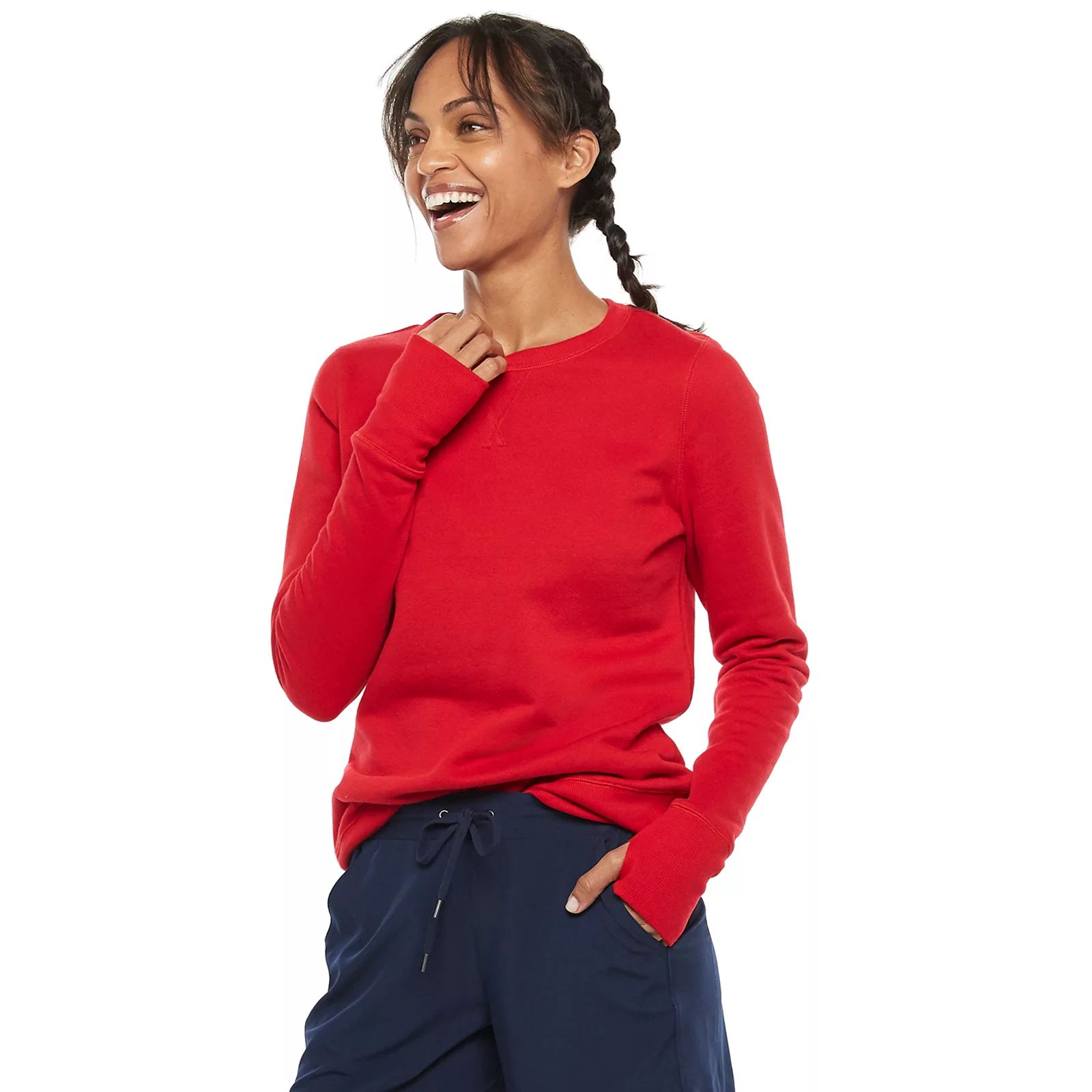 Women's Tek Gear Fleece Crewneck Sweatshirt, Size: XL, Med Red | Kohl's