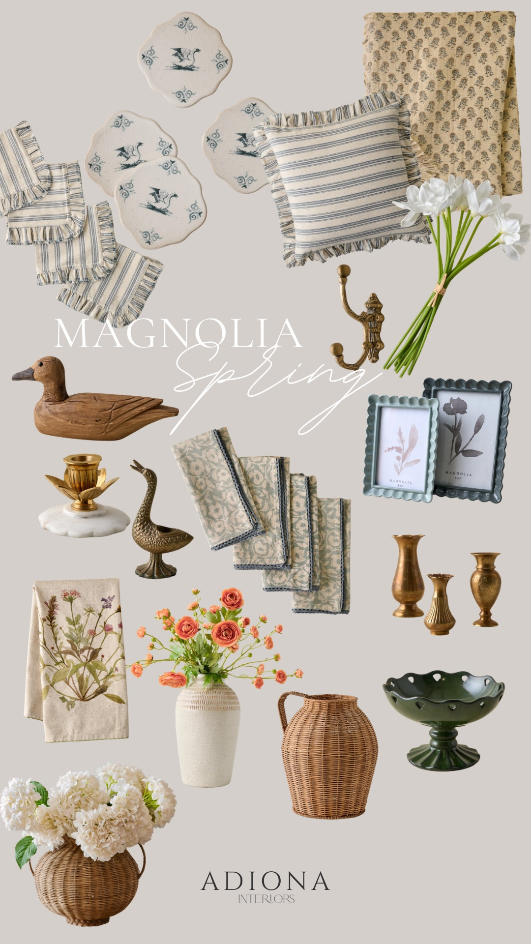 Magnolia spring decor

Spring home decor, duct decor, faux floral stems, candlestick holders, taper candle holders, tea towels, dinner napkins, vases, picture frame frames, decorative pillow

#LTKFindsUnder100 #LTKHome