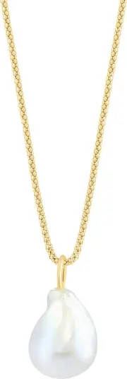 EFFY 14K Yellow Gold Plated Sterling Silver 15mm Freshwater Pearl Pendant Necklace | Nordstromrac... | Nordstrom Rack