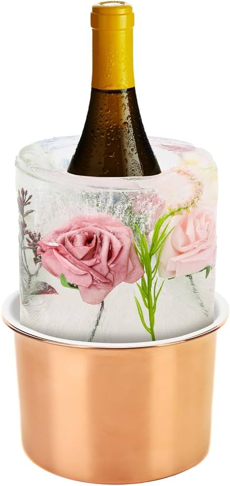 Ice Mold Wine Bottle Chiller - Premium Silicone Ice Bucket Mold with Gold Stainless Steel Bucket,... | Amazon (US)