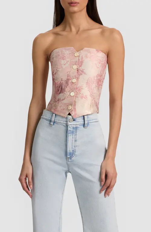 Alice + Olivia Kelcey Floral Jacquard Strapless Top in English Rose Toile at Nordstrom, Size 12 | Nordstrom