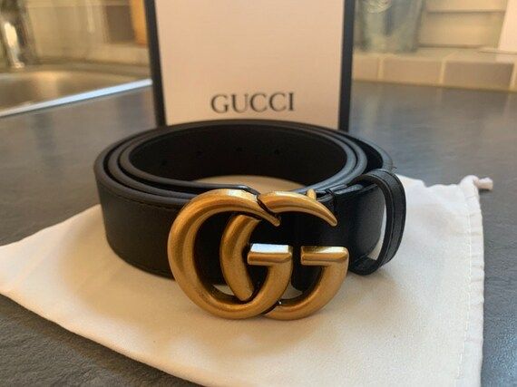 Gucci Luxury GG Belts Designer's Women Button "GG" Wide Gold Button Pearl Gold Buckle Gift With t... | Etsy (US)