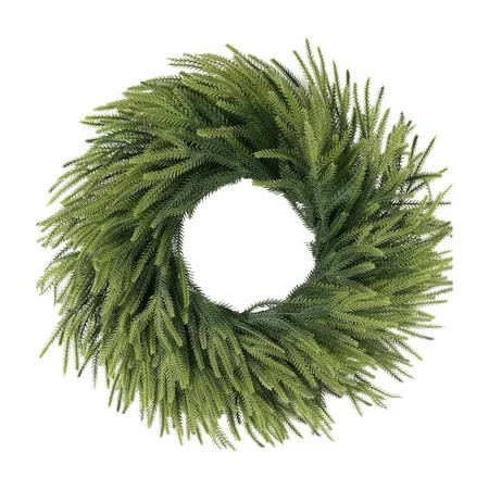 15.7 Inch Norfolk Pine Wreath – Realistic Artificial Green Christmas Wreath for Front Door, Wall, Window, Mantle, Outdoor Holiday Decoration | Walmart (US)
