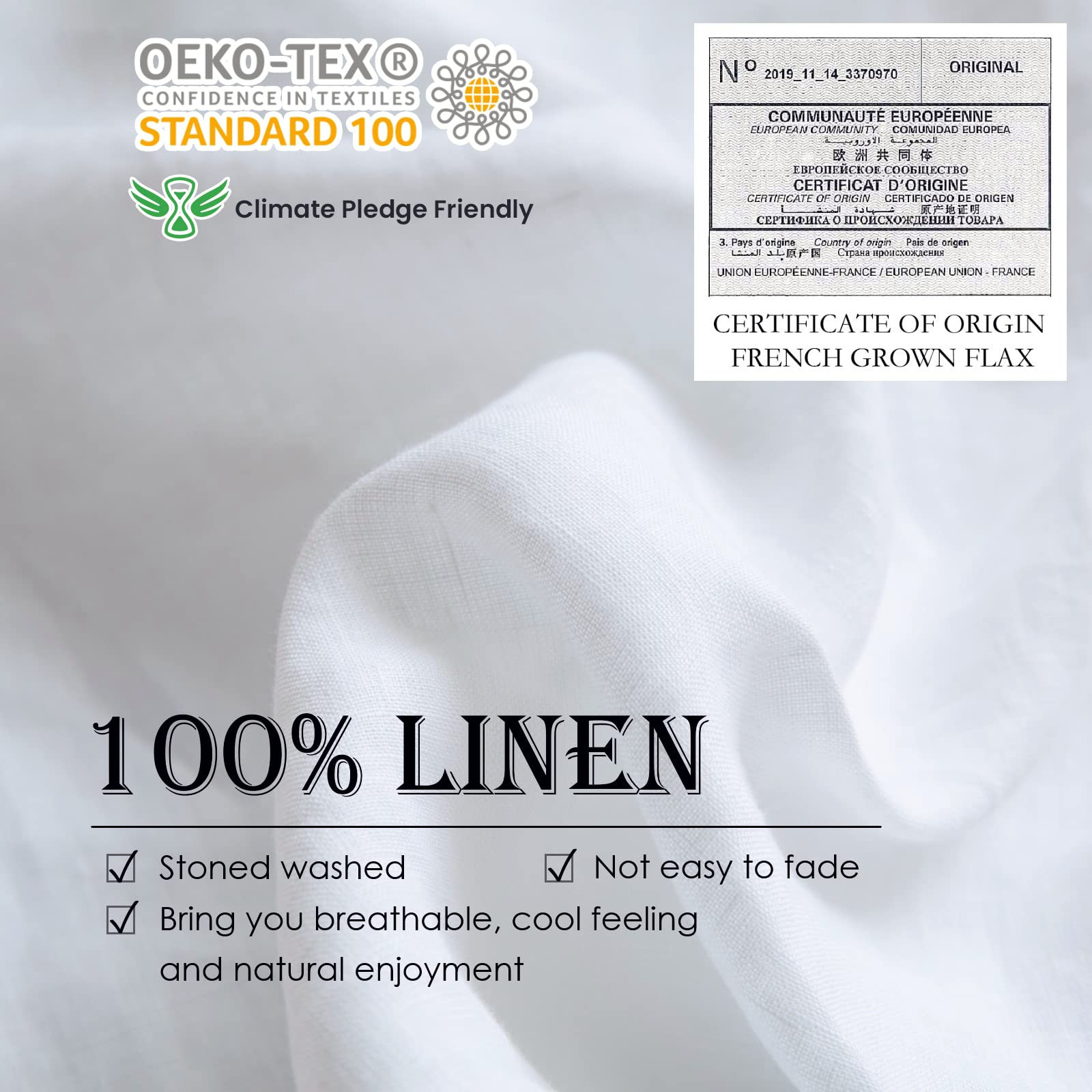 Simple&Opulence 100% Washed Linen Duvet Cover Set 5pcs(1 Duvet Cover& 2 Shams& 2 Pillowcases) Bas... | Amazon (US)