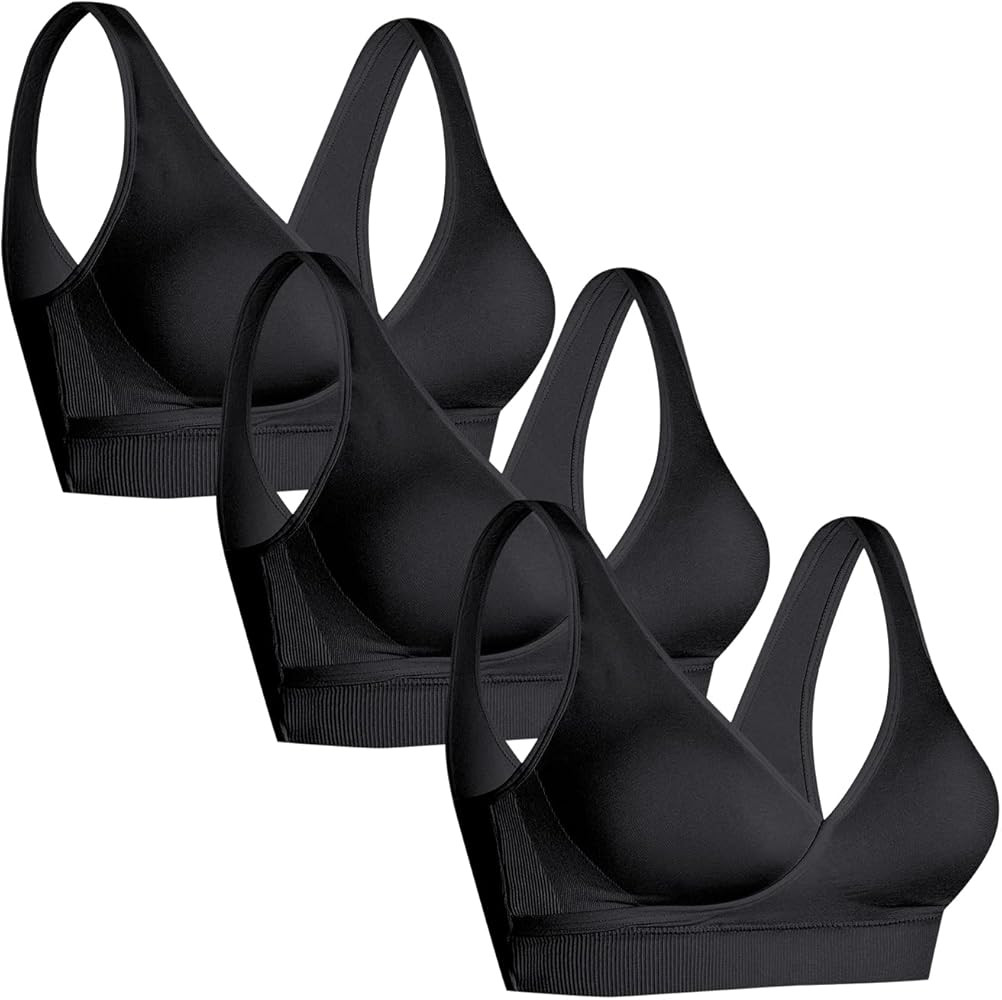HOFISH Women's Seamless Maternity Sleep Breastfeeding Everyday Bra 3 Pack | Amazon (US)
