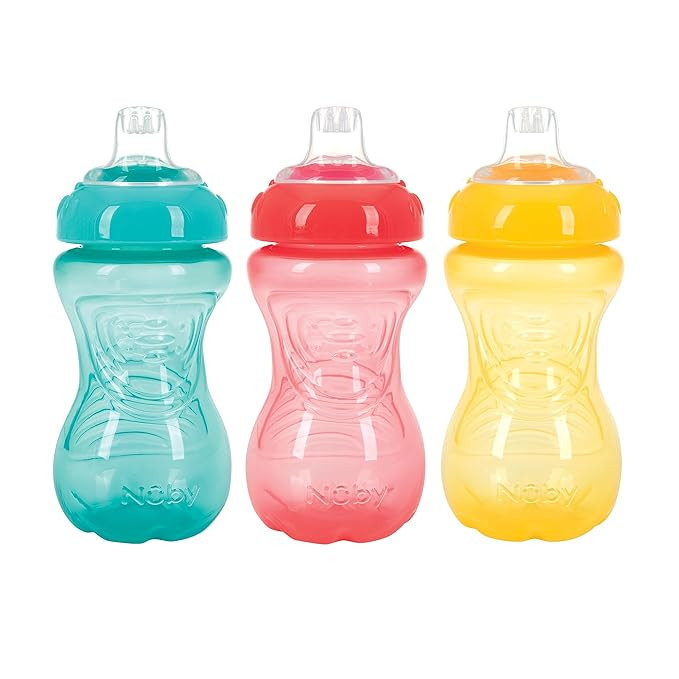 Nuby 3 Pack No Spill Toddler Sippy Cups - Toddler Cups Spill Proof with Easy and Firm Grip - Todd... | Amazon (US)