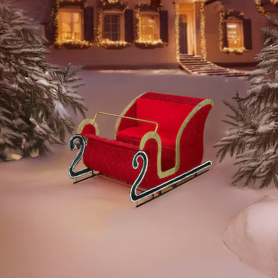 Holiday Living 43.5-in Freestanding Sleigh Yard decoration with Clear LED Lights Lowes.com | Lowe's