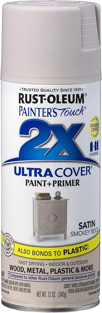 Rust-Oleum 299883 Painter's Touch 2X Ultra Cover Spray Paint, 12 oz, Satin Smokey Beige | Amazon (US)
