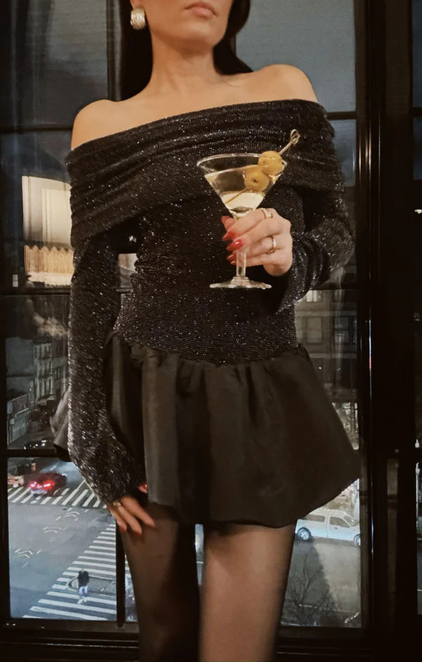 Charlize Mini Dress ~ Black Dancing Queen Shine | Show Me Your Mumu