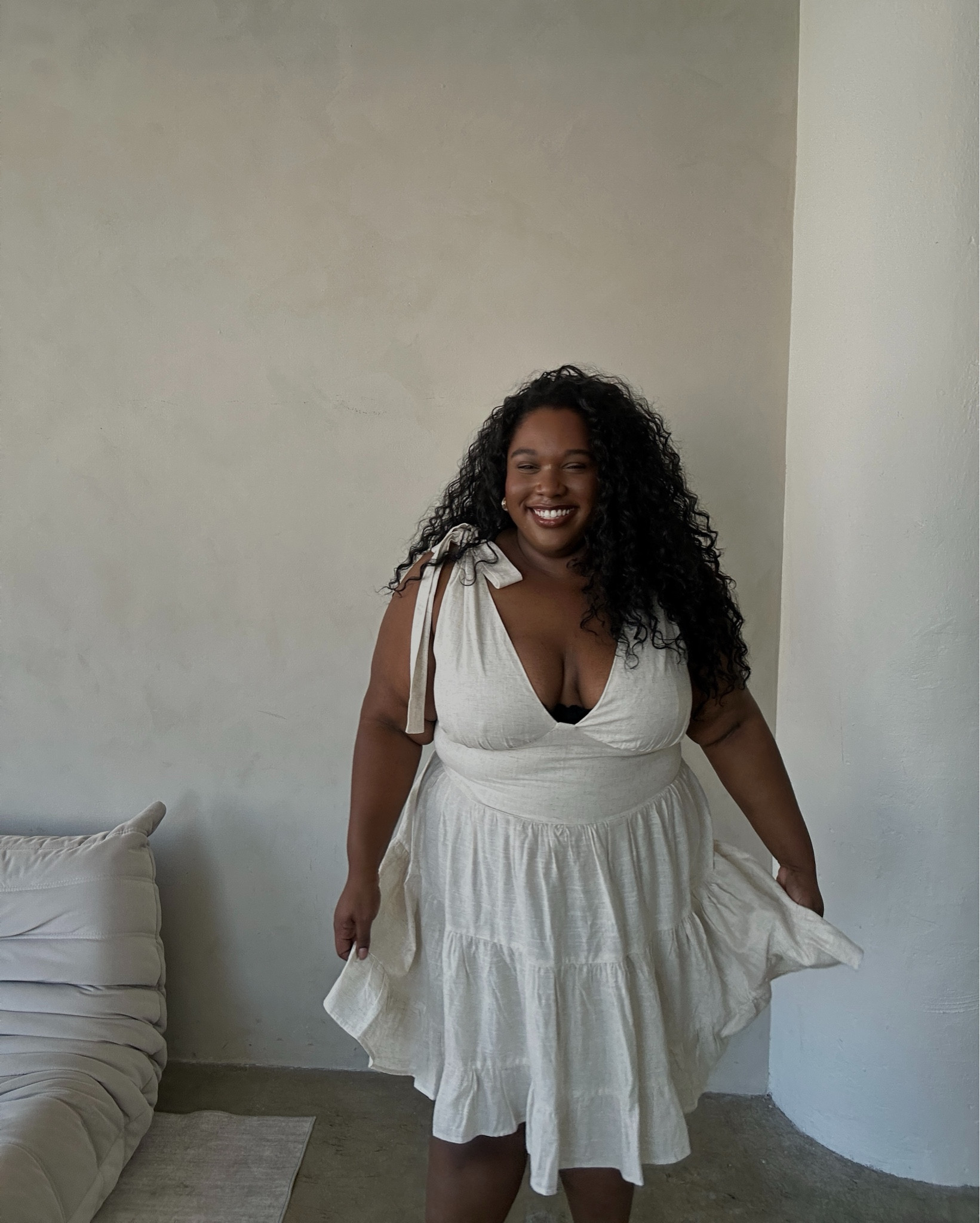 Dress is from Fashion Nova, Saige Linen Mini Dress - Beige. Currently sold out but I added some alternatives below. Perfect dress for the hot weather. Get your summer wardrobe ready babes 🤍

#LTKBeauty #LTKPlusSize