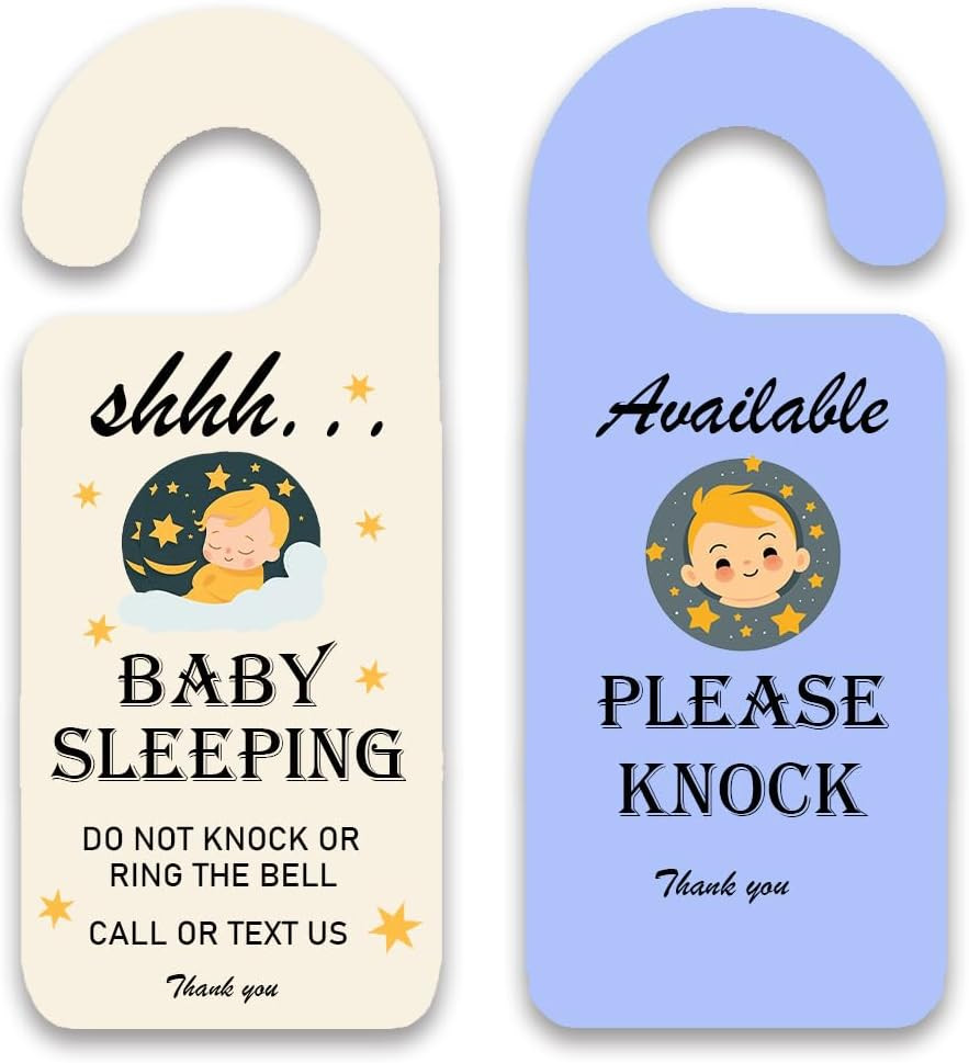 Baby Sleeping Sign for Front Door, 2pack Please Do not Knock or Ring Bell Baby Is Sleeping Double... | Amazon (US)