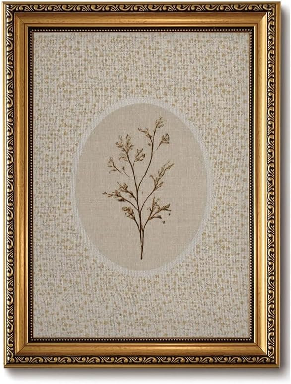 Vintage Dried Floral Gold Framed Wall Art Farmhouse Botanical Wall Decor | Amazon (US)