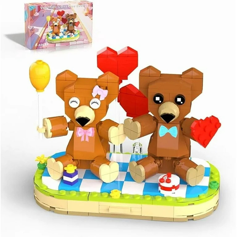 2 PCS Sweetheart Bears Building Blocks Cute Bears with Heart,Brown Bear Bricks Toys Wedding Decor... | Walmart (US)