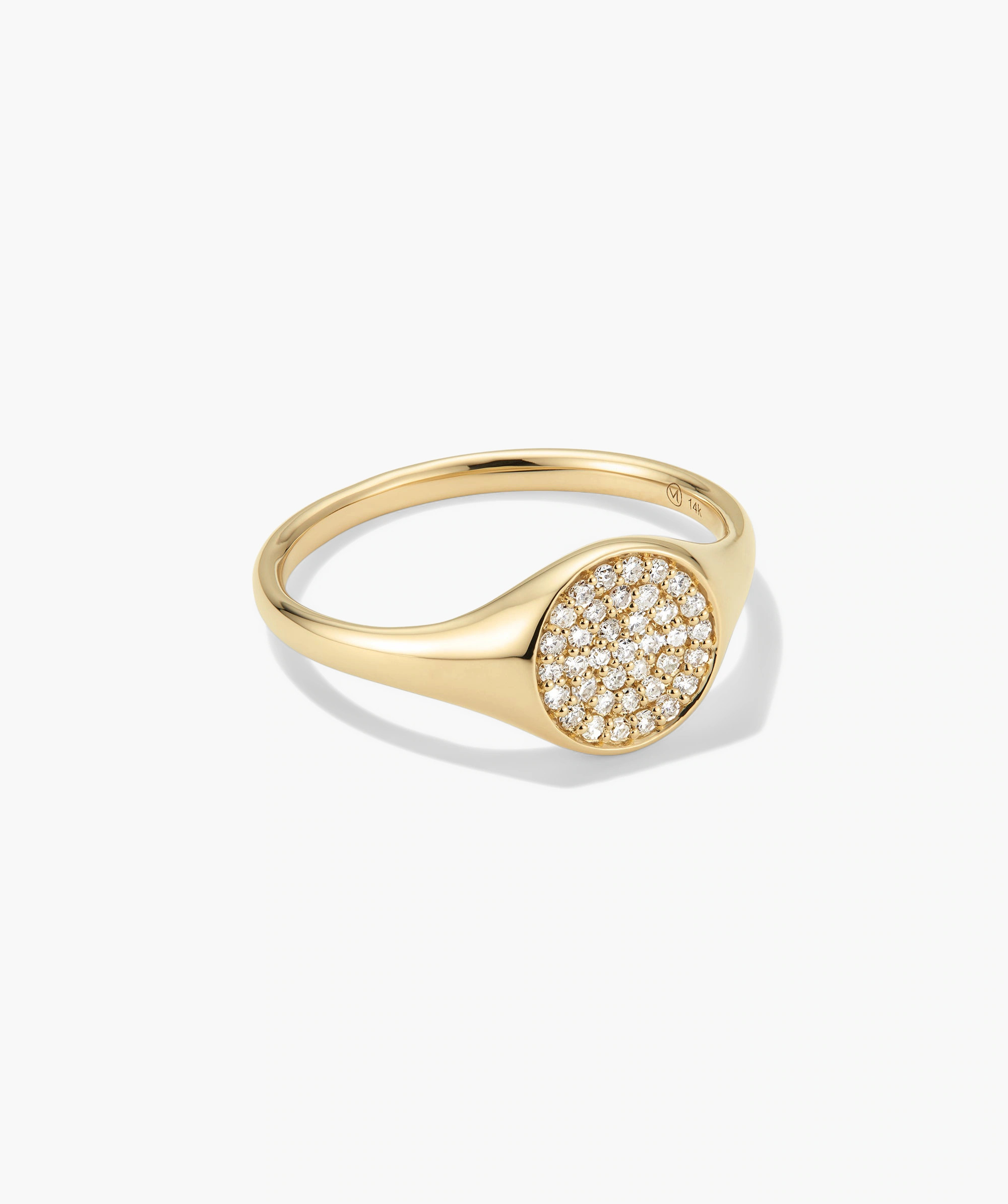 14k Gold Pavé Diamond Signet Pinky Ring - Elegant & Versatile | Mejuri Jewelry | Mejuri Fine Crew