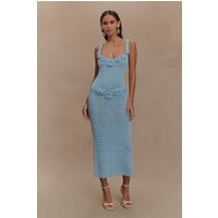 Teagan Floral Hand Crochet Midi Dress - Blue | MESHKI US