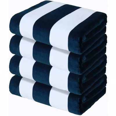 4 Pack Soft Cotton Beach Towel, 35x70 Inches, Dark Navy Stripe blue Standard | Target