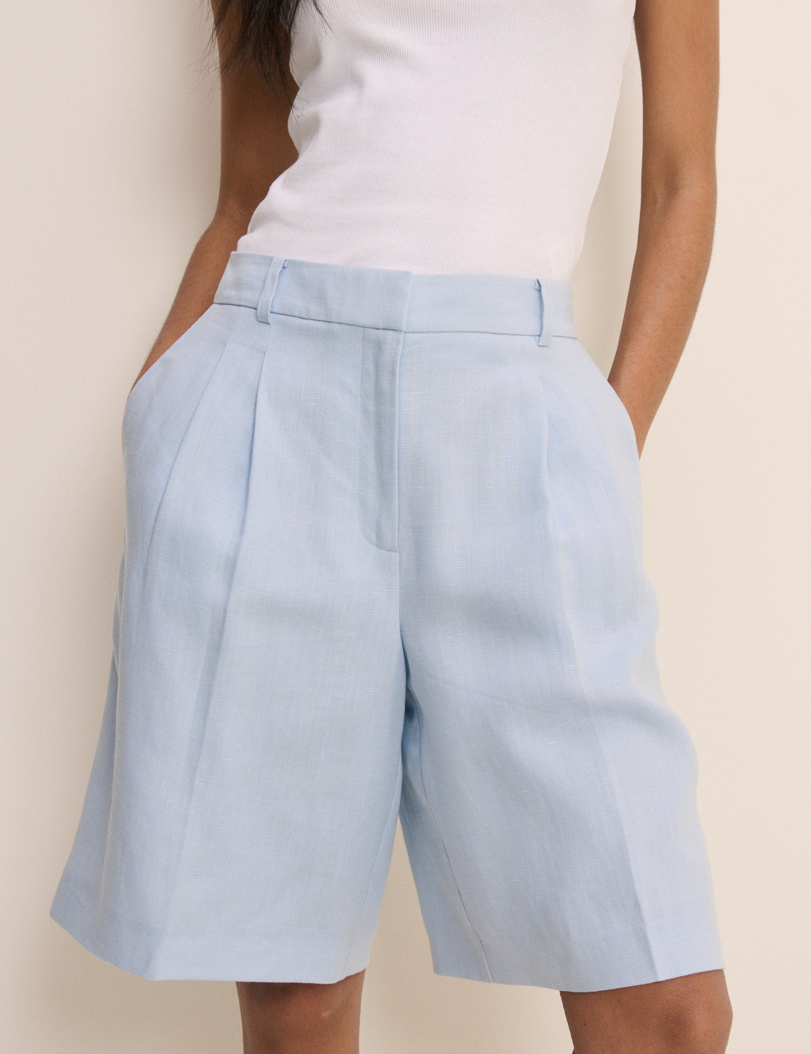 Baby Blue Bermuda Tailored Shorts | Nobody's Child