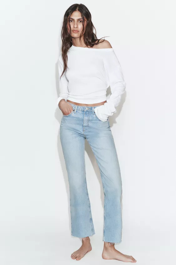 TRF CROPPED FLARE HIGH-WAIST JEANS | Zara UK