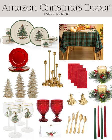 I’m already thinking about my Christmas tablescape! I was inspired by this classic Spode Christmas Tree dinnerware and the traditional red and greens. I added in some pops of gold to elevate the look and create a memorable holiday for you and your loved ones. 

This holiday table setting includes: Christmas dishes, Christmas wine glasses, red stemware, plaid table cloth, gold flatware, red plate chargers, gold candle stick holders, Christmas candle holders for centerpiece, red poinsettia cloth napkins, tree napkin rings, decorative trees for table decor, red and green candle sticks  

#LTKhome #LTKHoliday #LTKSeasonal