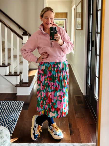 Fresh for spring outfit if the day - lululemon sweatshirt, Amazon tights, Nike sneakers, JCrew Skirt (old - likes similar) 
❤️ Claire Lately 


#LTKSeasonal #LTKSpringSale #LTKstyletip