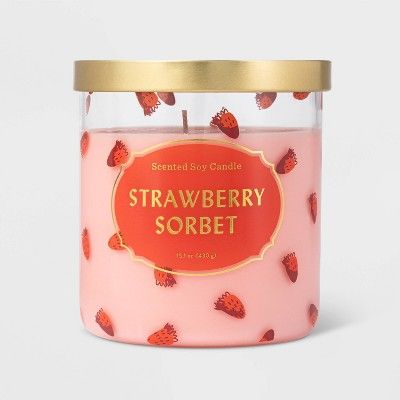 15.1oz Valentine's Lidded Jar Strawberry Sorbet Candle - Opalhouse™ | Target