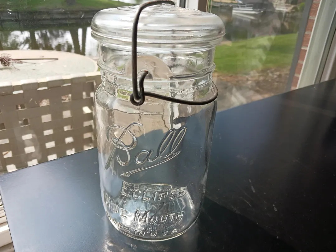 Vintage Antique Ball Eclipse Wide Mouth Clear Quart Canning Jar, Wire Bail, Clear Glass Lid, Coll... | Etsy (US)